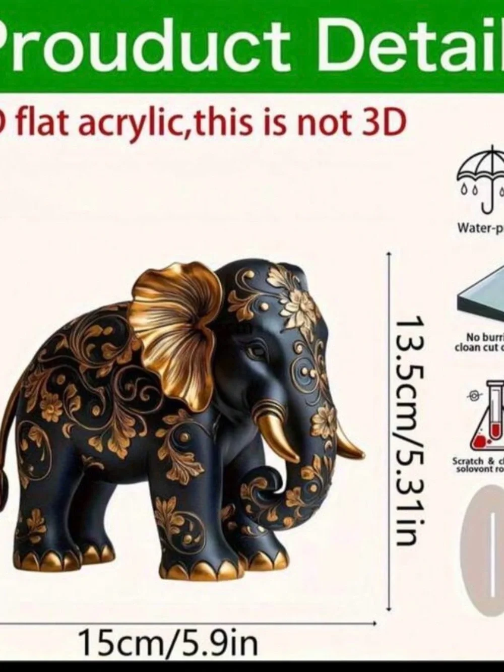 Black and Gold Decorative Elephant Figurine - Home Accents